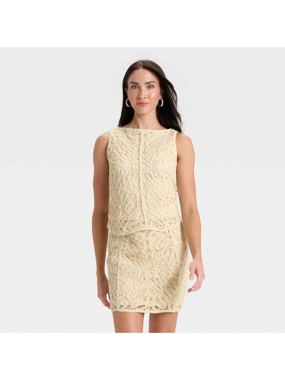 A New Day NWT Women's Crochet Tank Top Tan Size S